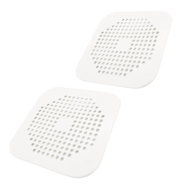 Cubierta de drenaje cuadrada para ducha de 5,7 pulgadas, tapón de silicona plano para filtro de baño y cocina, paquete de 2 (blanco)