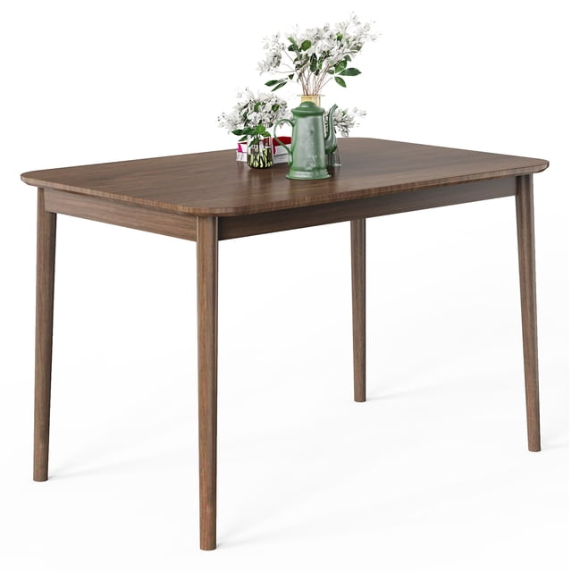 Costway Wood Dining Table 43.5"Modern Kitchen Table Rectangle W/ Solid Rubber Wood Legs