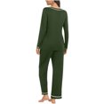 thumbnail image 4 of Fmbrln Womens Solid Color Pajama Sets Lounge Sets Long Sleeve Tops and Pants Soft Comfy Sleepwear with Pockets Green S, 4 of 8