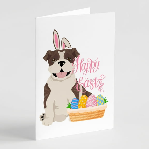 Brindle English Bulldog Easter Greeting Cards and Envelopes Pack of 8 7 in x 5 in