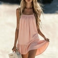thumbnail image 5 of Pounoo Women's Dresses Spaghetti Strap V Neck Tiered Ruffle Hem Mini Dress Casual Summer Wear Lightweight Breathable Loose Fit Vacation Sundresses Gift, 5 of 6