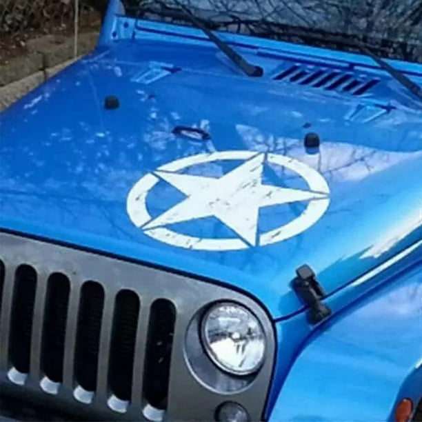 50cm Big Stickers on Cars Army Star Distressed Decal for Jeep Sticker Large Vinyl Military Hood Body Graphic Fits Most Vehicles - White