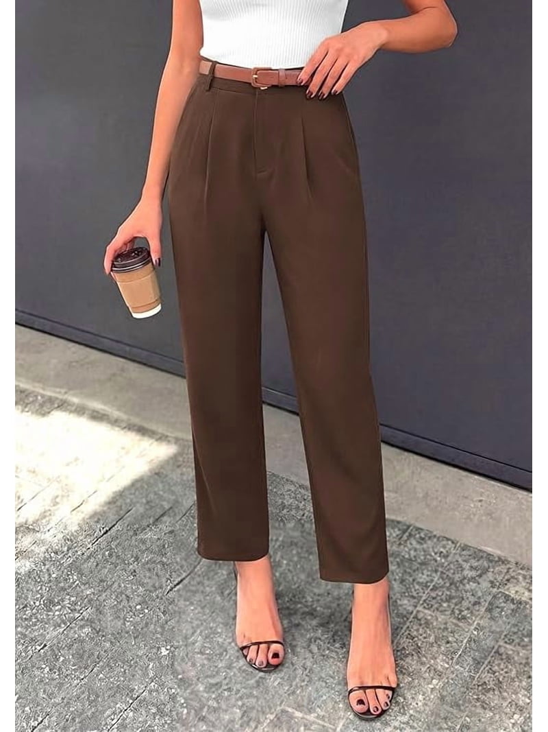 dark brown womens dress pants dark brown dress pants for women Italian-style Chocolate Brown Pants with  Black Belt