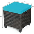 thumbnail image 3 of YSMW 2 Pieces Outdoor Patio Ottoman, All Weather Rattan Wicker Ottoman Seat, Patio Rattan Furniture, Outdoor Footstool Footrest Seat w/Removable Cushions(Mix Brown + Turquoise), 3 of 19