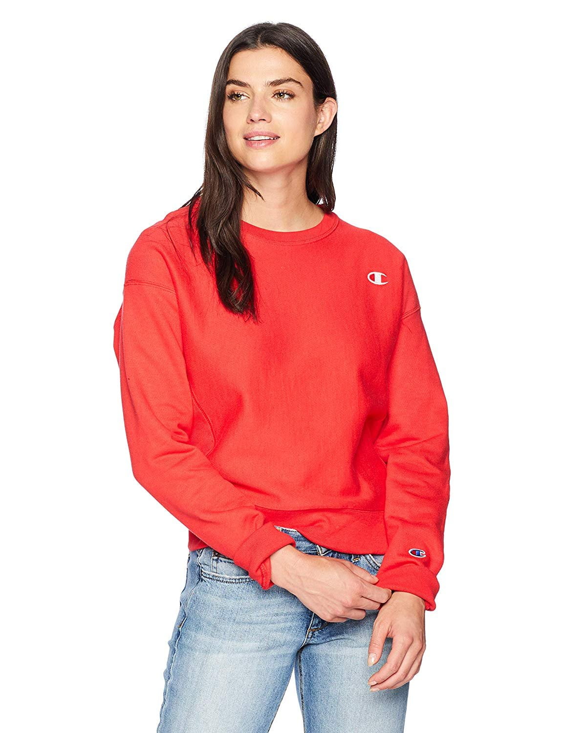 champion reverse weave crew red