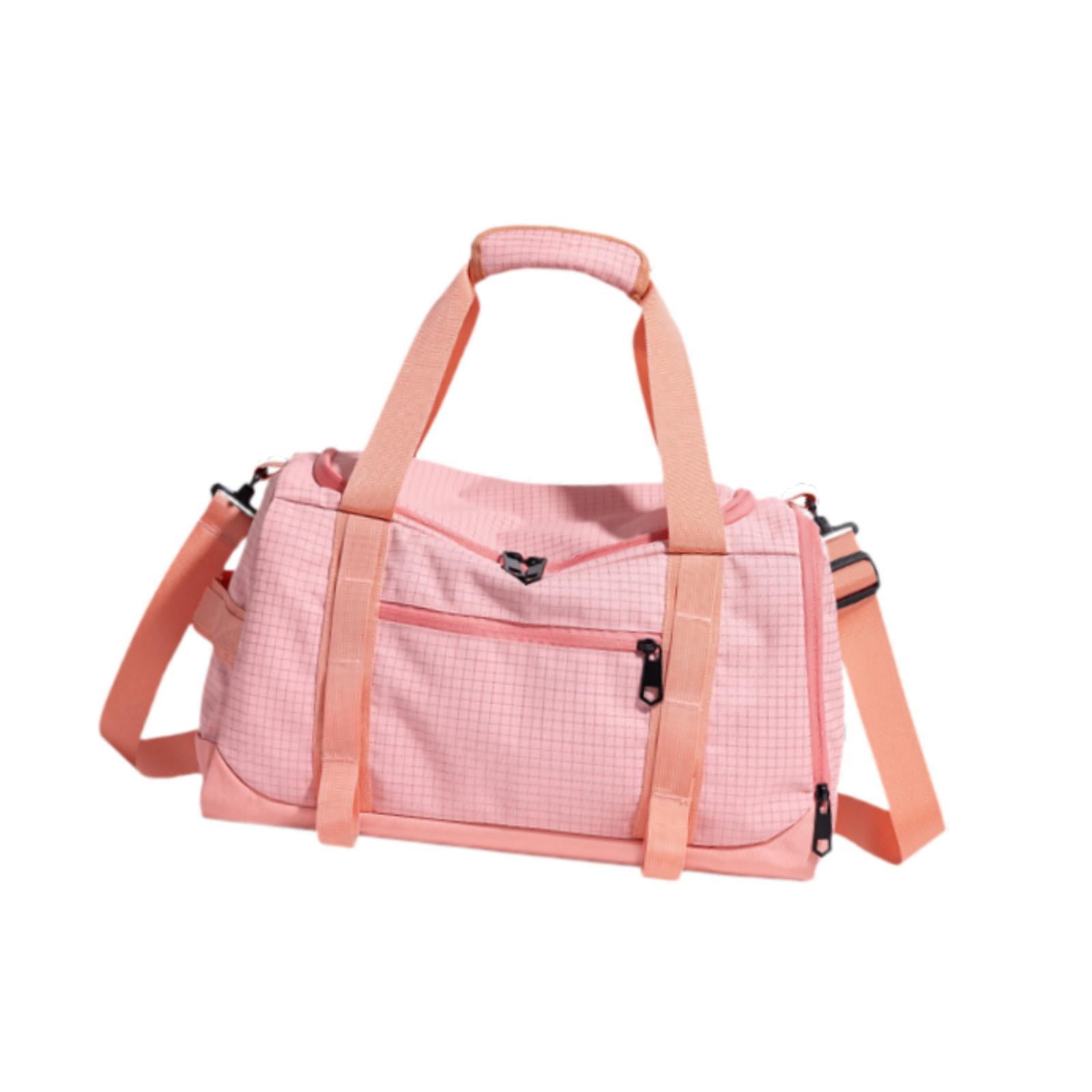 QccHieUs Gym Bag Fitness with Shoe Compartment Easy to Carry Tote Water Resistance Sports Pink