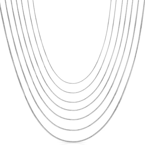 Floreo 14k White Gold (0.45mm, 0.6mm, 0.75mm, 0.85mm, 1.1mm, 1.4mm, 1.7mm) Box Chain Link Necklace
