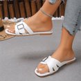 thumbnail image 5 of Domuza Sandals For Women 2026 Summer Flats Comfortable Wide Width Cute Slides Womens Casual Walking Beach PU Leather Shoes White 7（EU-38）, 5 of 7
