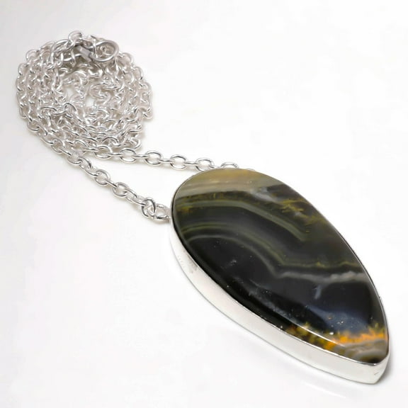 Bumble Bee Jasper Gemstone Chain Pendant Handmade Women's Jewelry 2.10" CP 331