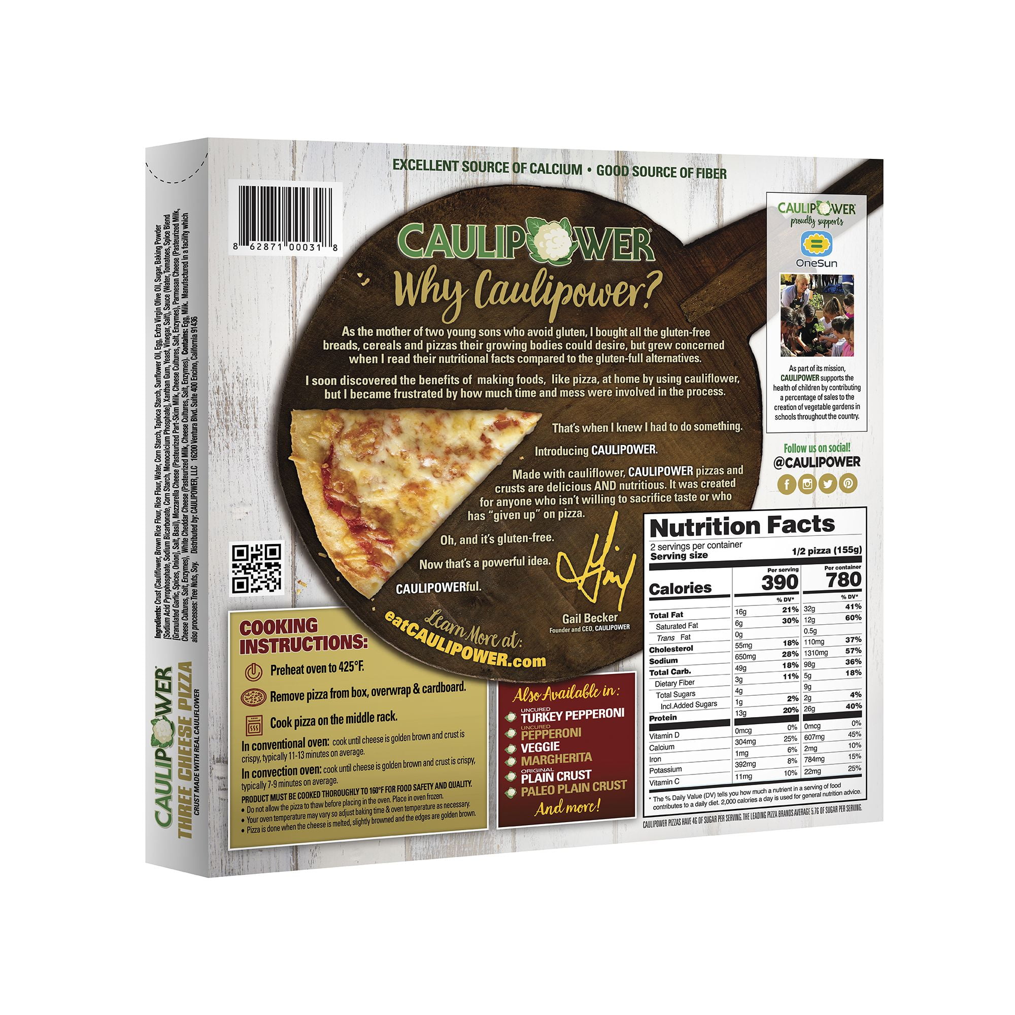 Caulipower Three Cheese Cauliflower Crust Pizza 10 9 Oz Frozen Walmart Com Walmart Com
