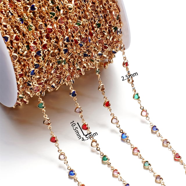 1m/roll Zircon Crystal Glass Beads Copper Chain Rhnstone Ankle Chains For Necklace Bracelet Components DIY Jewelry Making