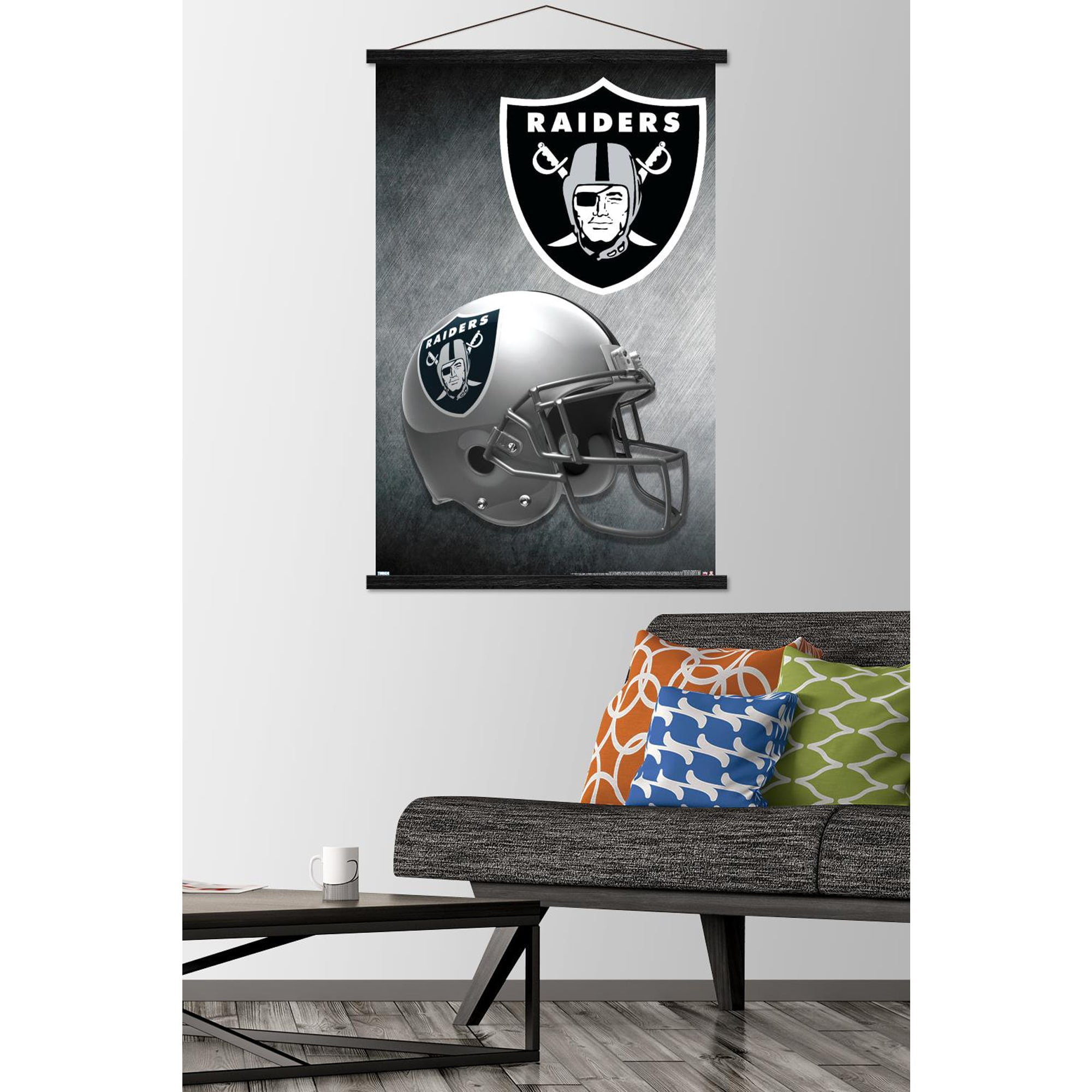 NFL Las Vegas Raiders – Helmet 20 Wall Poster with Wooden Magnetic Frame, 22.375" x 34"
