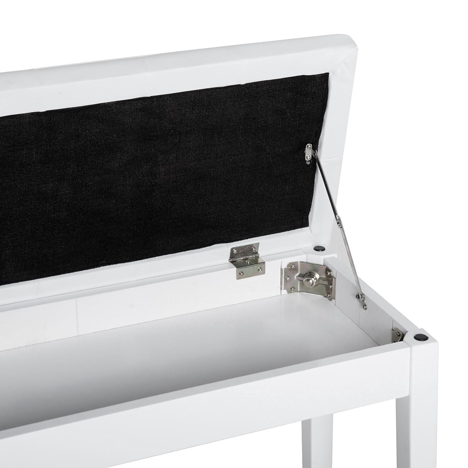 Demi Bonn 30" Piano Bench, Duet Piano Chair with Faux Leather Padded Cushion and Wooden Frame, Button Tufted Keyboard Bench, White