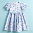 thumbnail image 6 of Amidoa Girls Summer Dresses Puff Sleeve Short Sleeve A-Line Dresses Casual Kids Print Cotton Sundress Blue Size 16, 6 of 6