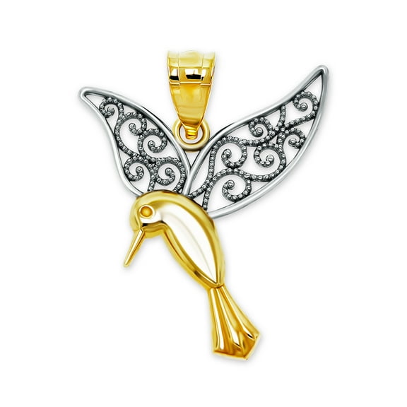 Charm America - Gold Hummingbird Charm - 10 Karat Solid Gold - Hummingbird Pendant