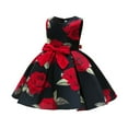 thumbnail image 2 of Odeerbi Princess Dresses For Girls Formal Dress Toddler Satin Sleeveless Dress Bowknot Rose Print Birthday Party Gown Long Dresses Black, 2 of 6
