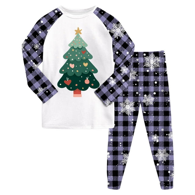 Huesdet Costume pour Garçons et Filles Tout-Petits Pantalon Long Manches Longues Col Rond Imprimé 3D (6-7 Ans, Violet Clair)