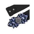thumbnail image 3 of Cinturones elásticos para mujeres, banda de cintura vintage elegante con flor de rosa de strass para vestido abrigo 80x6cm/31.5x2.4" banda negra-azul, 3 of 6