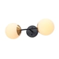 thumbnail image 4 of Globe Electric Indoor 2-Light Matte Black Wall Sconce with Brass Accent and Opal Shades, No Battery, 4 of 10