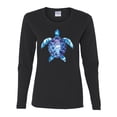 thumbnail image 2 of Sea Turtle Tie Dye Art Animal Lover Womens Graphic Long Sleeve T-Shirt, Black, Small, 2 of 3