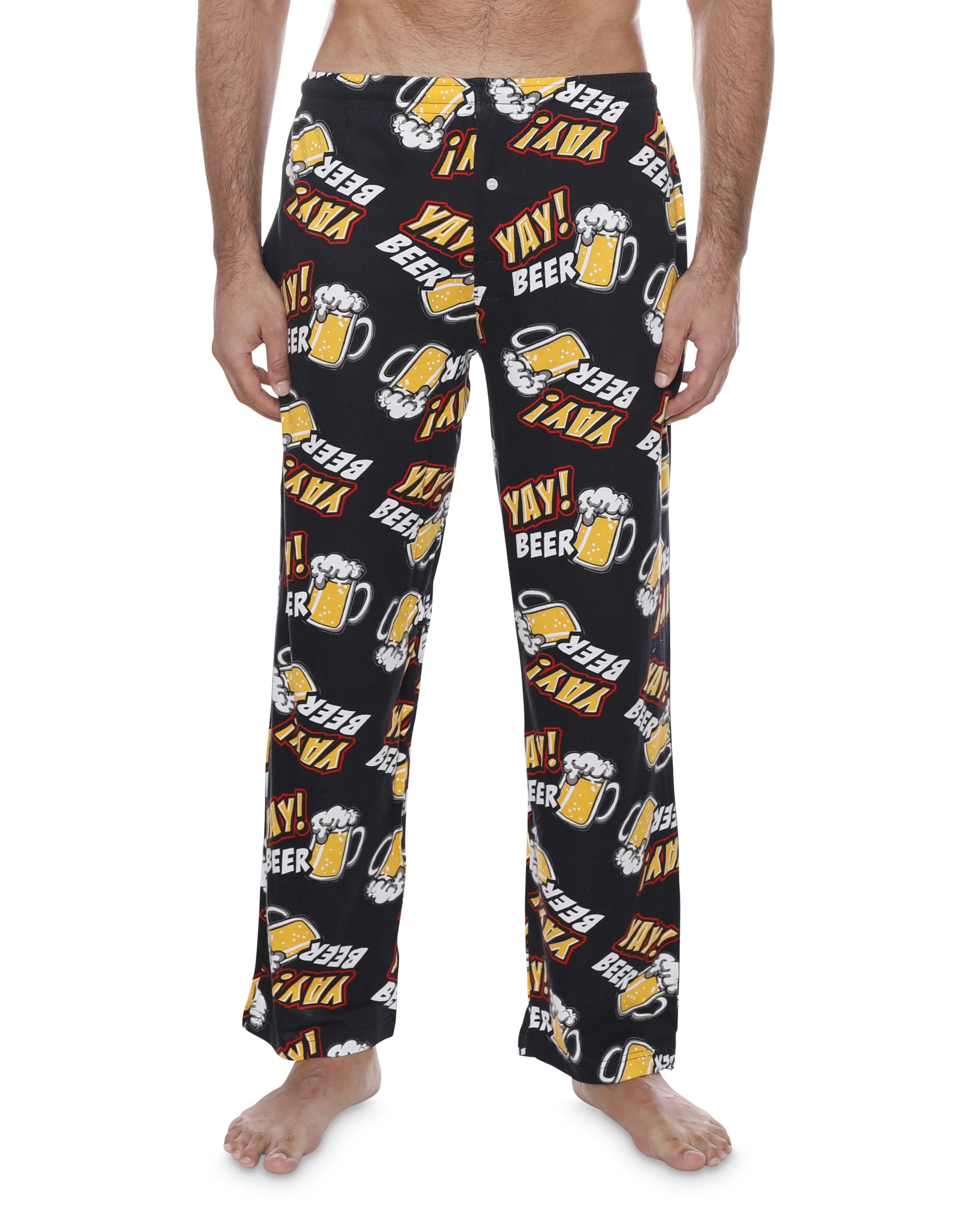 Mens Fun Pants Lounge Pajama Pants Boxers Adult Sleepwear, Yay Beer ...