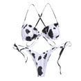 thumbnail image 1 of ITFABS Ladies Split Swimwear Set, Printing Lace Up Backless Bikini Swimsuit, 1 of 5
