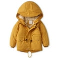 thumbnail image 2 of Staki Girls Hooded Puffer Jacket with Bear Ear Lightweight Warm Winter Coat Outerwear With Pockets Baby Boy Winter Coat 3T,4T,5T,6-10Y(Yellow,3-4 Years), 2 of 8