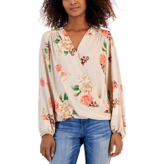 Petite Floral Surplice Top Karah Garden PXS