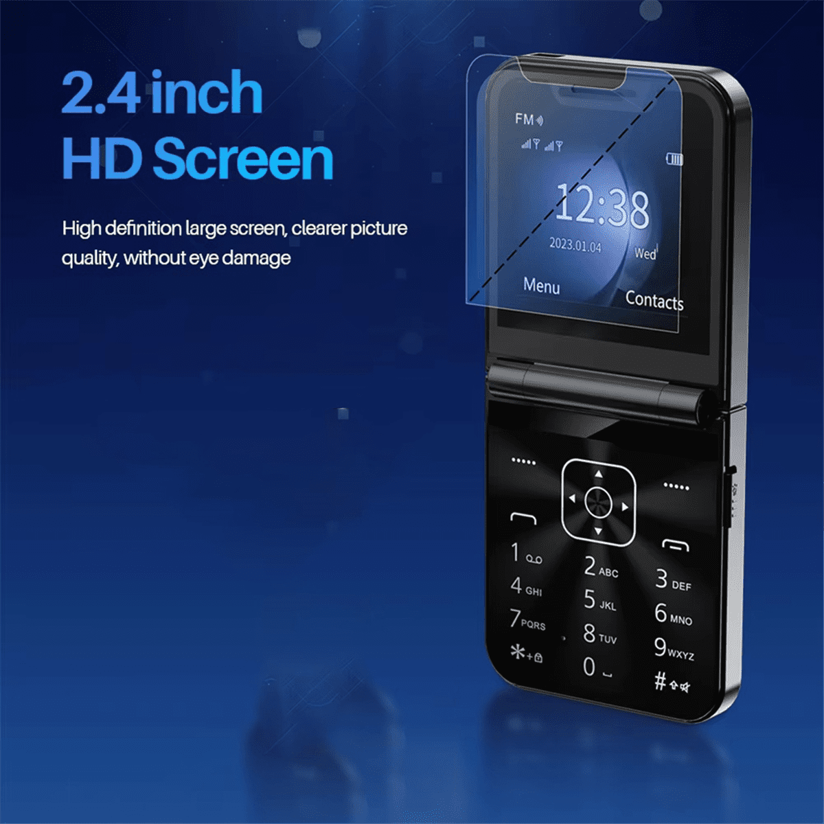 Unlocked Flip Phone with Dual SIM, 2.4in Screen Foldable Mobile Phone, White