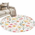 thumbnail image 2 of Spring Floral Round Area Rug 3.3 FT, Non Slip Small Entryway Kitchen Mat, Summer Flowers Watercolor Botanical Washable Soft Circular Rug Non-Shedding Door Mat for Bathroom Playroom Kids Room, 2 of 9