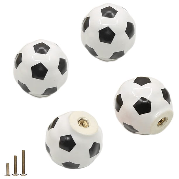 Perillas de cerámica pesadas para fútbol, 4 paquetes de pelotas, deportes, fiestas temáticas, pomos para cajones para decoración del hogar de niños y bebés