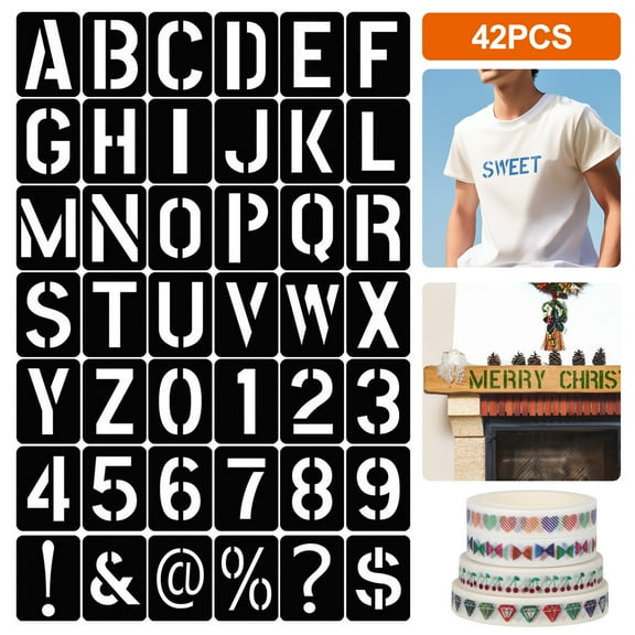 42pcs Letter & Number Stencils Set, EEEkit Reusable PP Templates for Crafts, Signs, Learning & DIY Projects