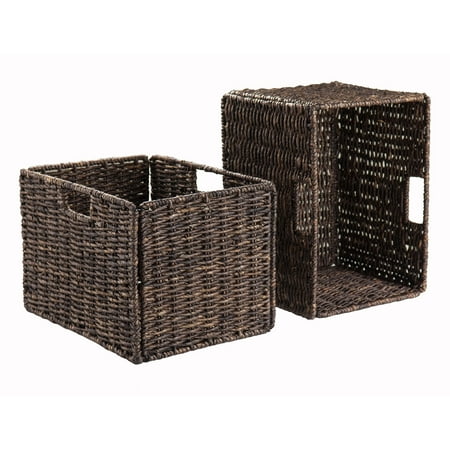 - Large Foldable Corn Husk Baskets, Chocolate, Set of 2