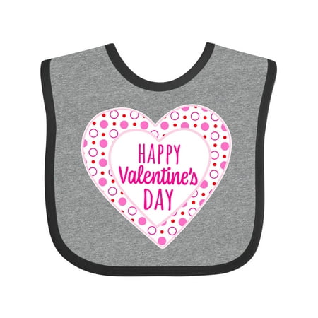 

Inktastic Happy Valentine s Day Pink Hearts and Dots Gift Baby Boy or Baby Girl Bib