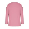 thumbnail image 5 of CFLVAEK Cold Shoulder Tops for Women Loose Fit 3/4 Sleeve Shirts Basic Solid Color Crewneck Beach Resort Blouses, 5 of 6