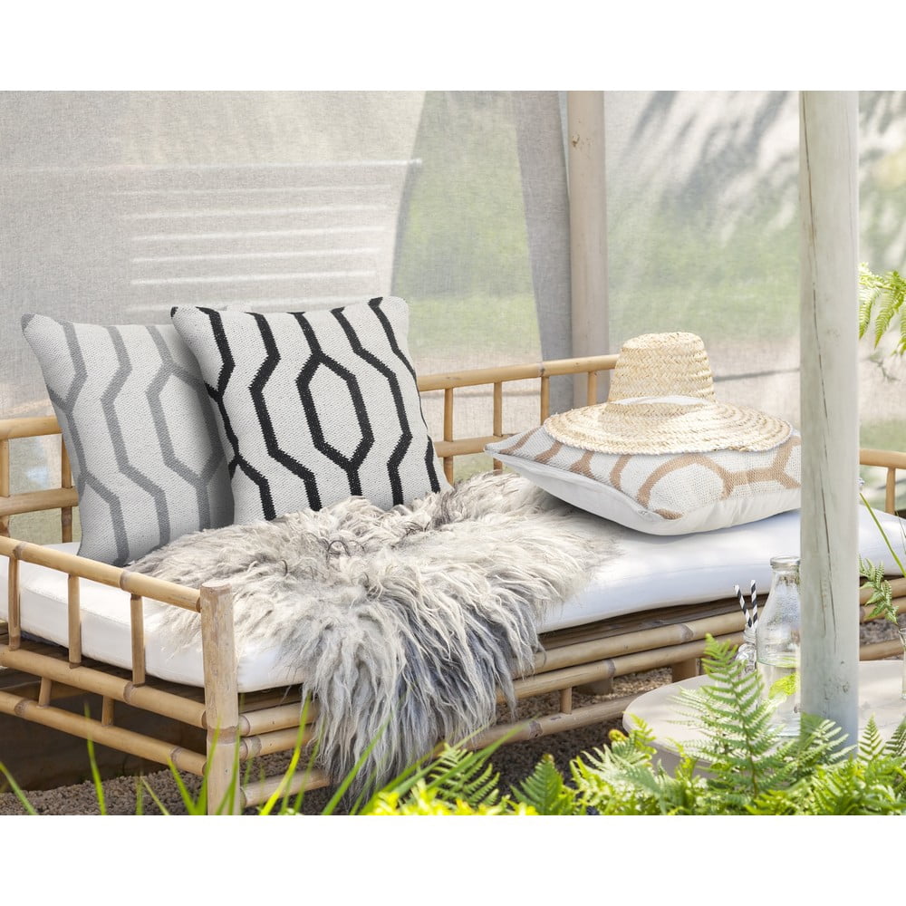 Ox Bay 20" x 20" Hand-Woven White/ Black Geometric Organic Cotton Pillow Cover