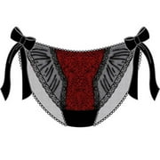 Take A Bow Scalloped and Sheer Bikini Small Black