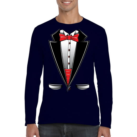Mens Long Sleeve T-Shirts - Tuxedo Prom Costume