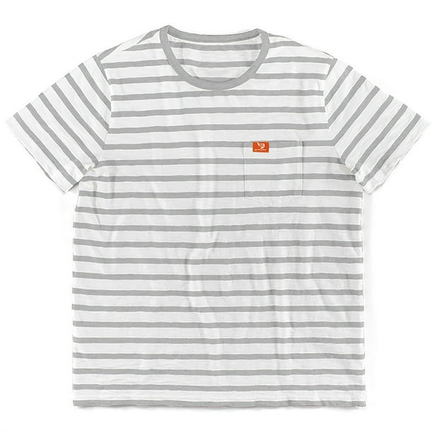Camisetas de Manga Corta de los Hombres Nueva Camiseta de Cuello Redondo de Rayas de Verano, Ligero Slim Fit Top