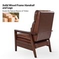 thumbnail image 3 of Manual Leather Recliner Chair Push Back with Wooden Arms for Adults Living Room Brown, 3 of 9