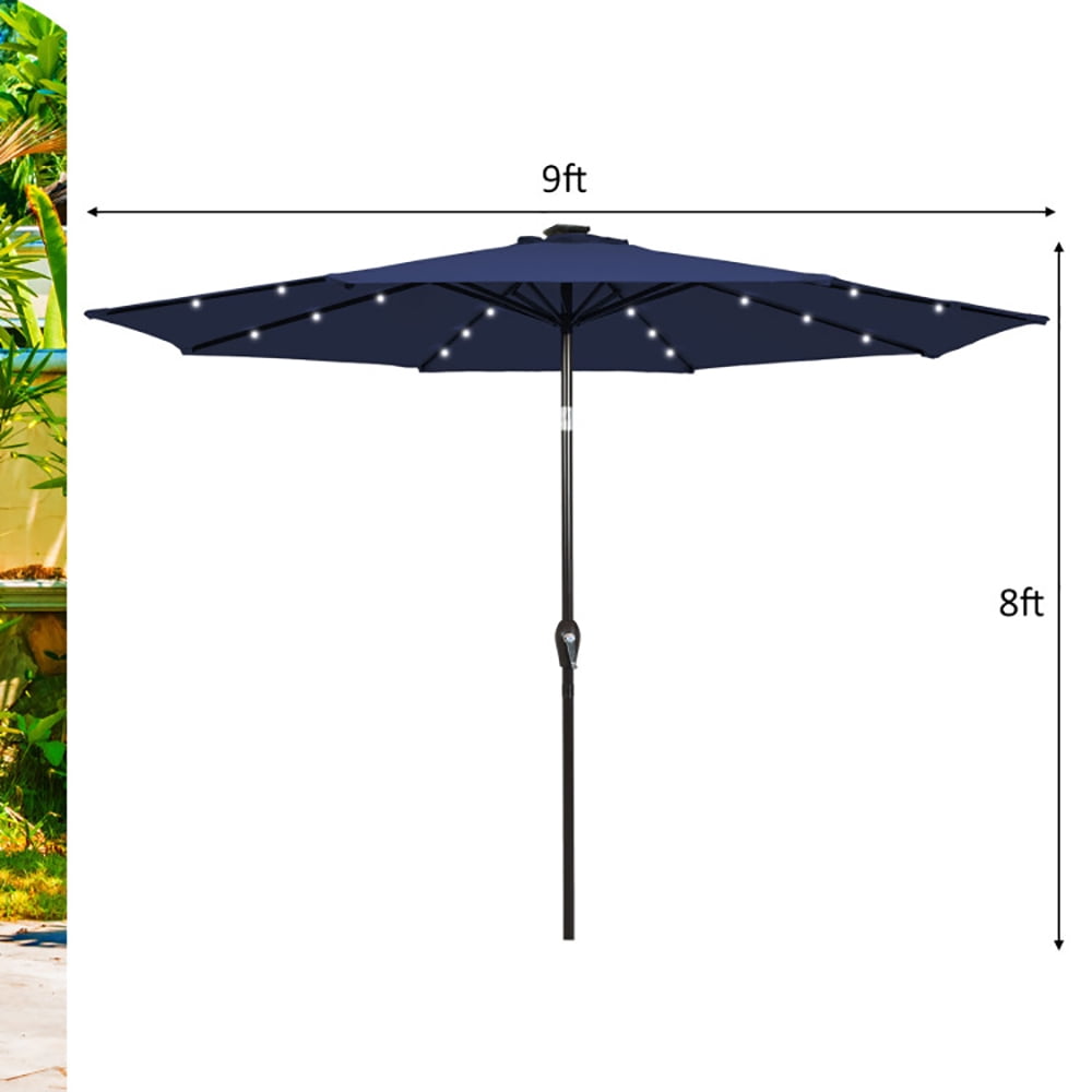 Aimee Lii 9 Feet Solar LED Lighted Patio Market Umbrella Tilt Adjustment Crank Lift, Sunbrella Patio Umbrellas, Blue Aimee Lii 9 Feet Solar LED Lighted Patio Market Umbrella Tilt Adjustment Crank Lift, Sunbrella Patio Umbrellas, Blue