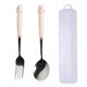 thumbnail image 1 of Juego de utensilios para niños de 2 piezas con estuche, juego de tenedor y cuchara para niños, 1 of 5
