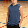 thumbnail image 2 of larppty Boys' Tank Tops Sleeveless Athletic Hoodies Pullover Sports Workout Basic T-Shirts Kids 5-15 Years Teens(5-6 Years,Navy), 2 of 4