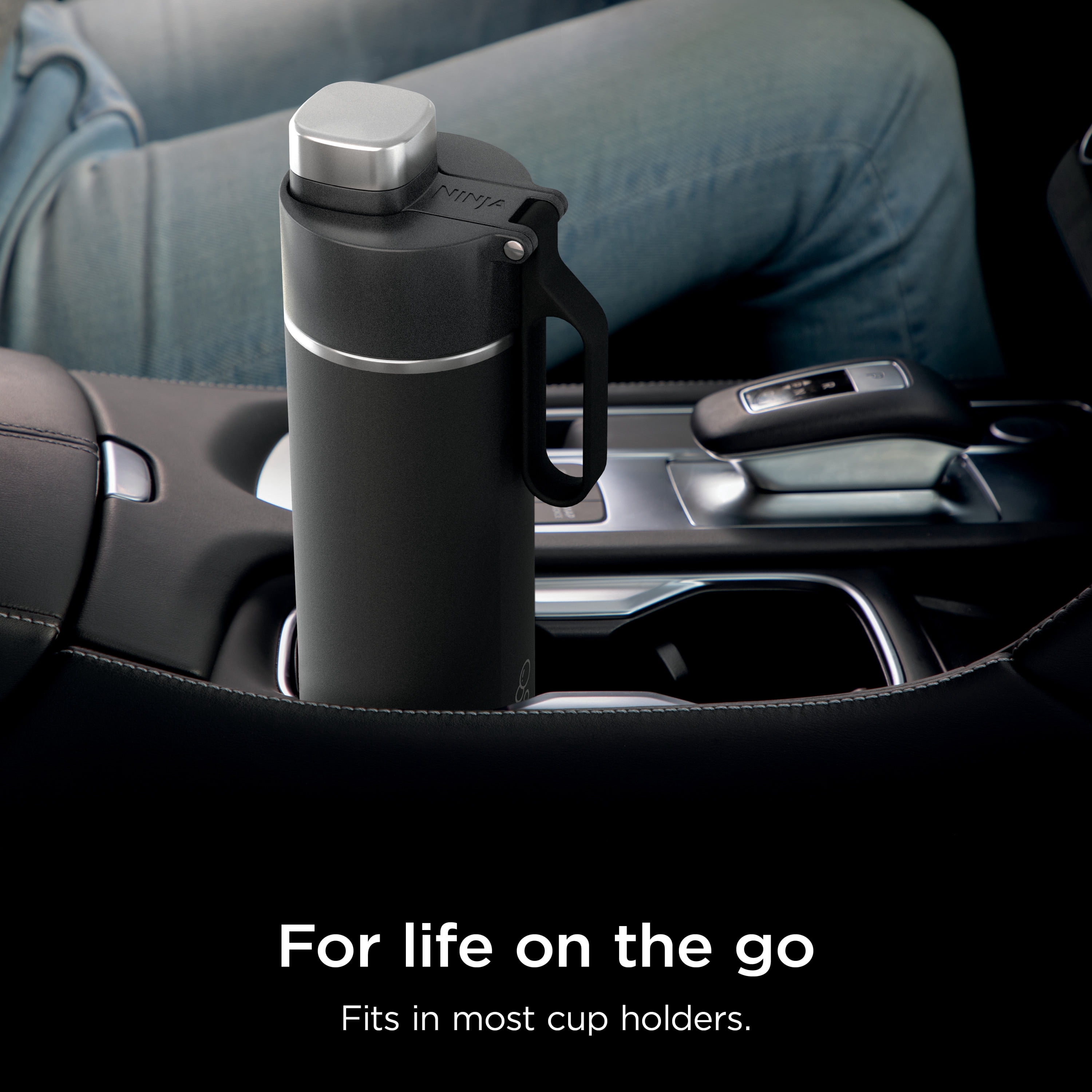 Ninja Thirsti 18 oz Travel Water Bottle, Stainless Steel, Leak Proof, 24 Hours Cold, Black