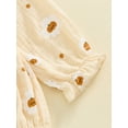 thumbnail image 6 of Newborn Baby Girls Halloween Romper Outfits Long Sleeve Ruched Pumpkin Floral Bodysuit Headband Set 2Pcs Fall Clothes, 6 of 8