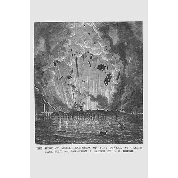 Explosion at Fort Powell at Grant's Pass during Siege of Mobile, Alabama-Fine Art Canvas Print (20" x 30")