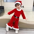 thumbnail image 5 of GYRATEDREAM Toddler Girl Christmas Outfit Kid Santa Costumes Plush Flared Pants Hat Holiday Suit Toddler Christmas Gifts 6M-13T, 5 of 18