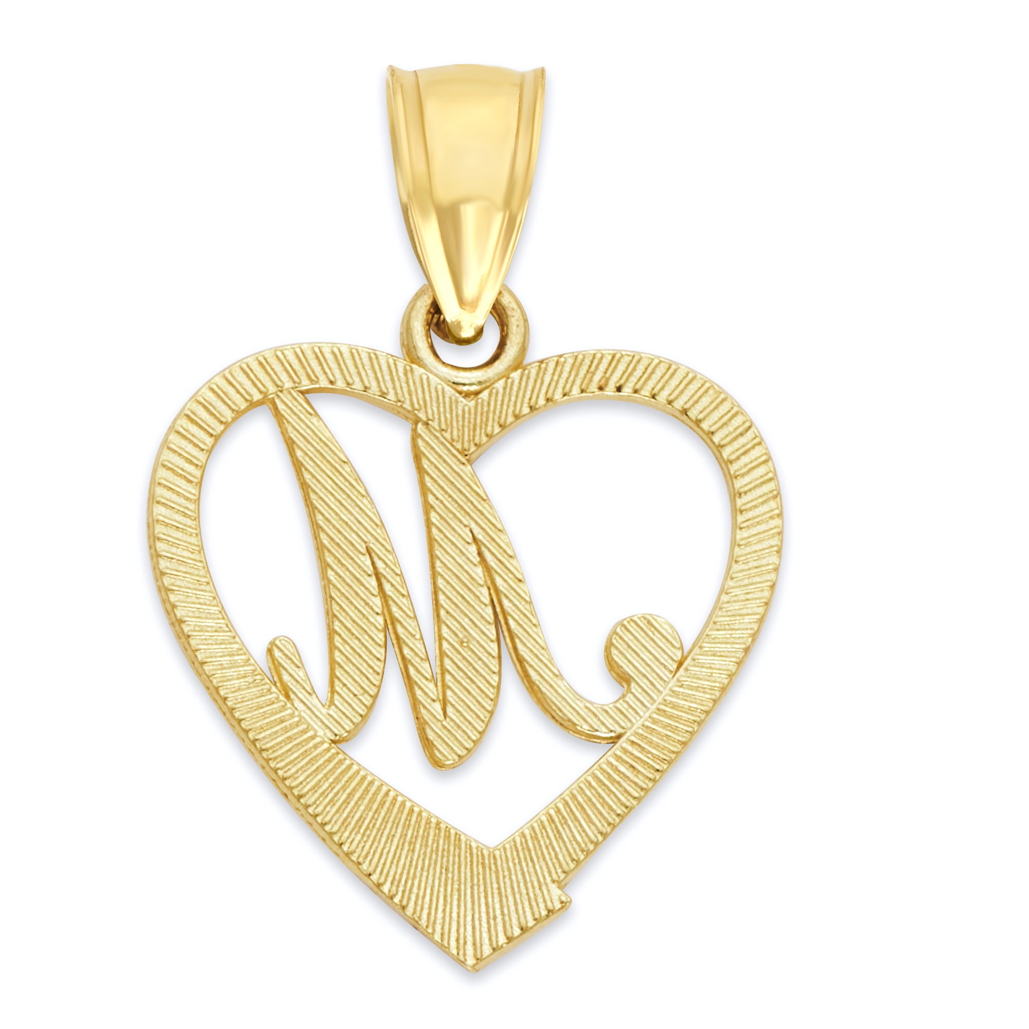 Golden Fire Solid 14k Gold Initial Heart Pendant - Personalized Jewelry Gifts for Women