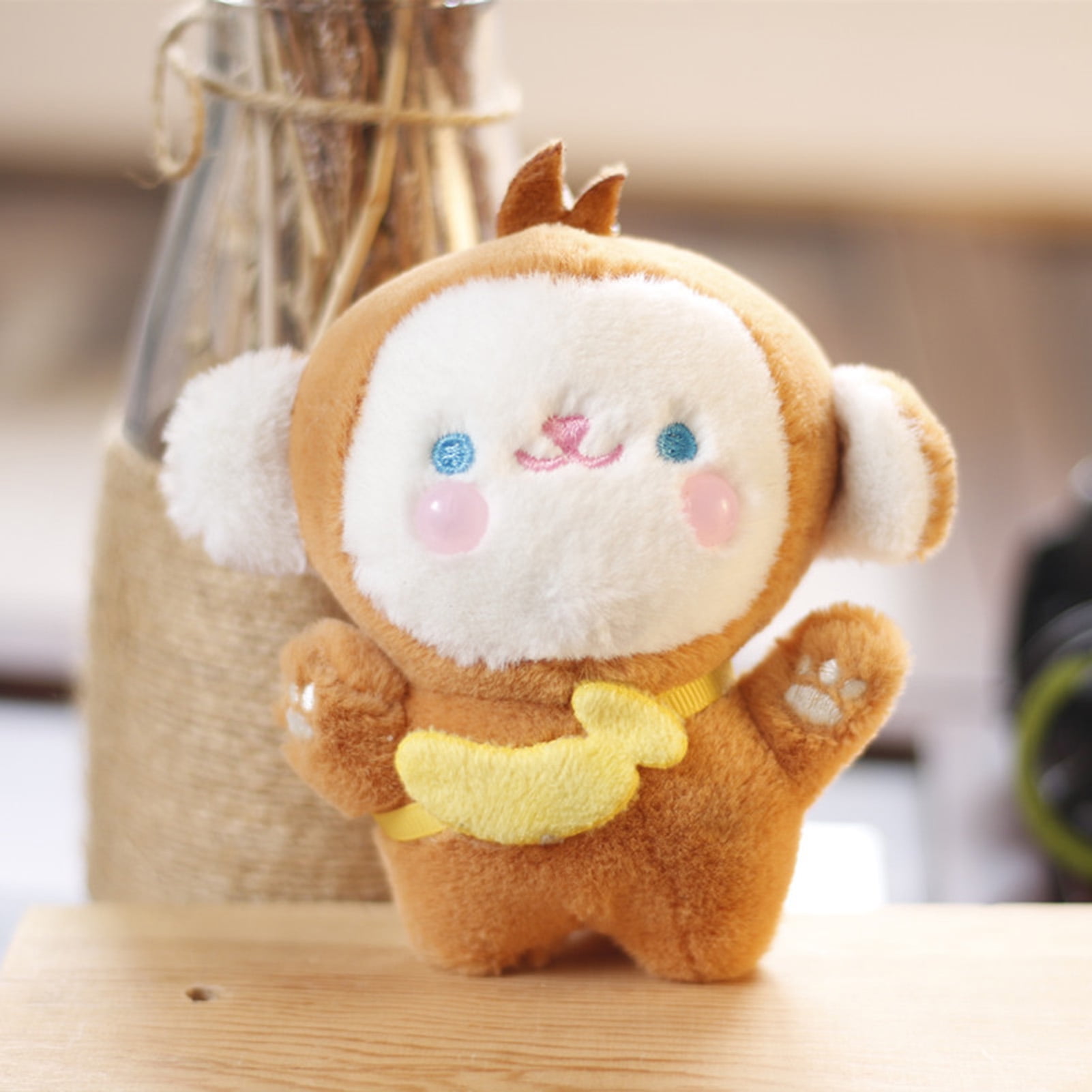 Flmtop 11cm Plush Key Ring PP Cotton Filling Cozy Touch Soft Cute Cartoon Doll Plush Toy Bag Decoration Creative Stuffed Animal Doll Pendant Plush Monkey Keychain Girls Toy Gifts Walmart