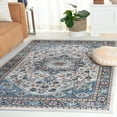 thumbnail image 3 of SAFAVIEH Bayside Keila Oriental Polyester Machine Washable Area Rug, Blue/Gray, 4' x 6', 3 of 13